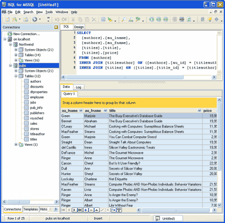 Screenshot of MSISQL (ISQL for Microsoft SQL)