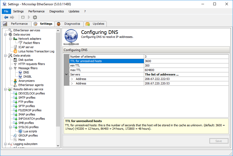 DNS configuration.