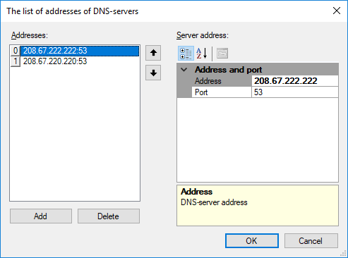 Detailed DNS configuration.